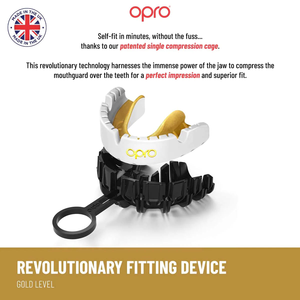 White/Gold Opro Gold Braces Self-Fit Mouth Guard