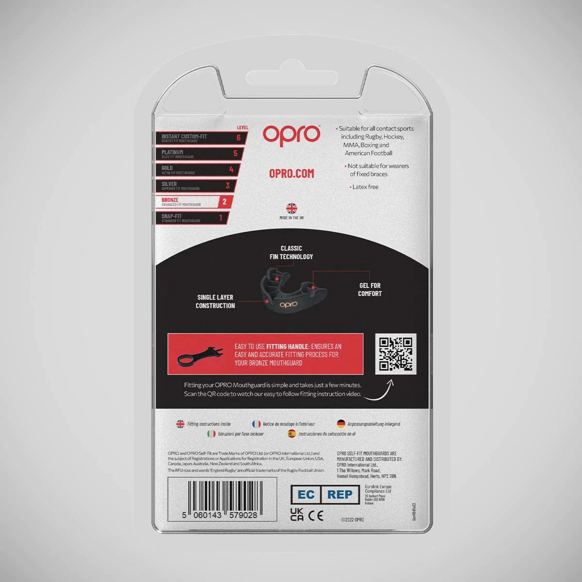 Black Opro Bronze Self-Fit Mouth Guard