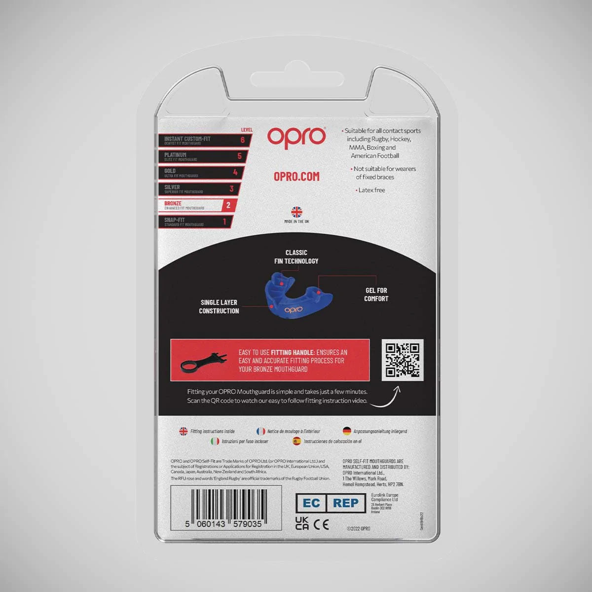 Blue Opro Bronze Self-Fit Mouth Guard