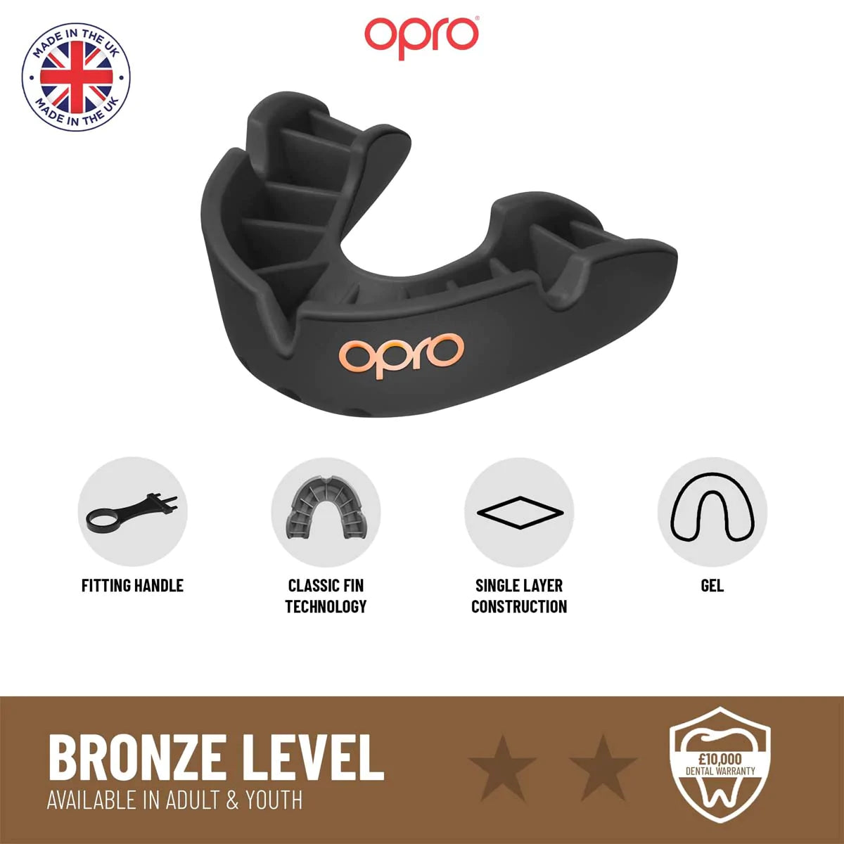 Red Opro Junior Bronze Self-Fit Mouth Guard