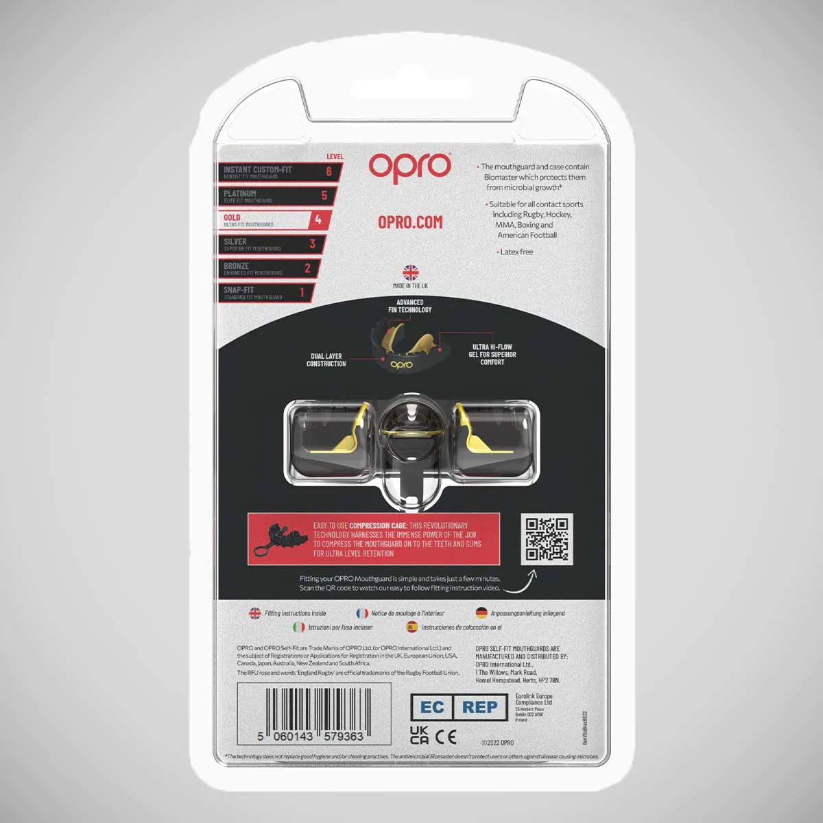 Black-Gold Opro Gold Braces Self-Fit Mouth Guard