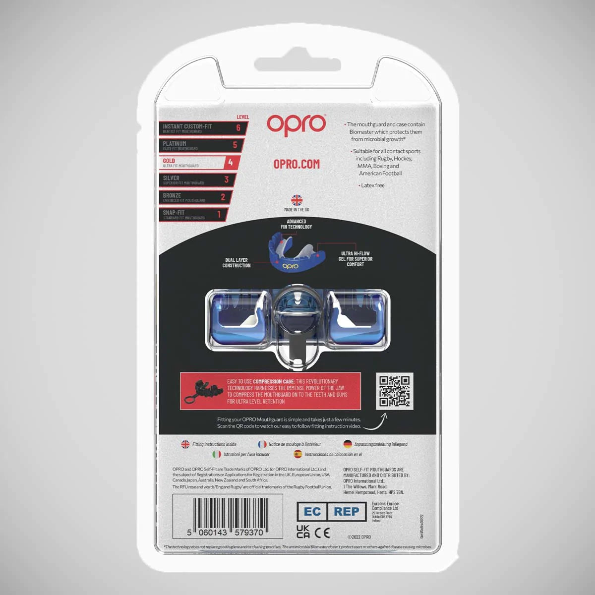 Blue/Pearl Opro Gold Braces Self-Fit Mouth Guard