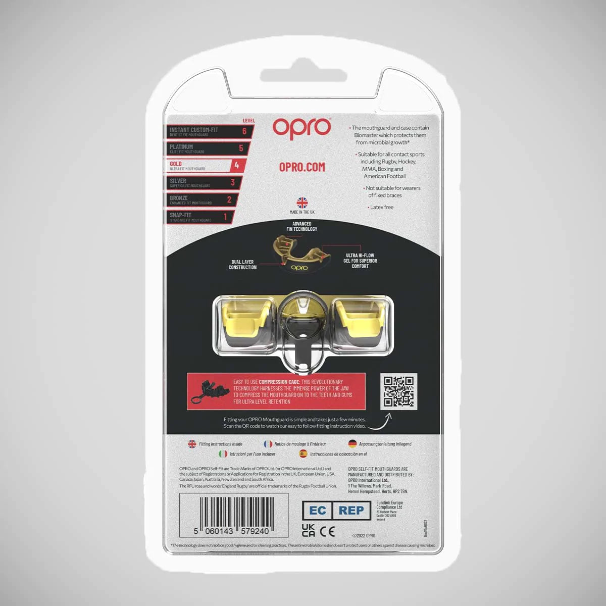 Black-Gold Opro Gold Self-Fit Mouth Guard