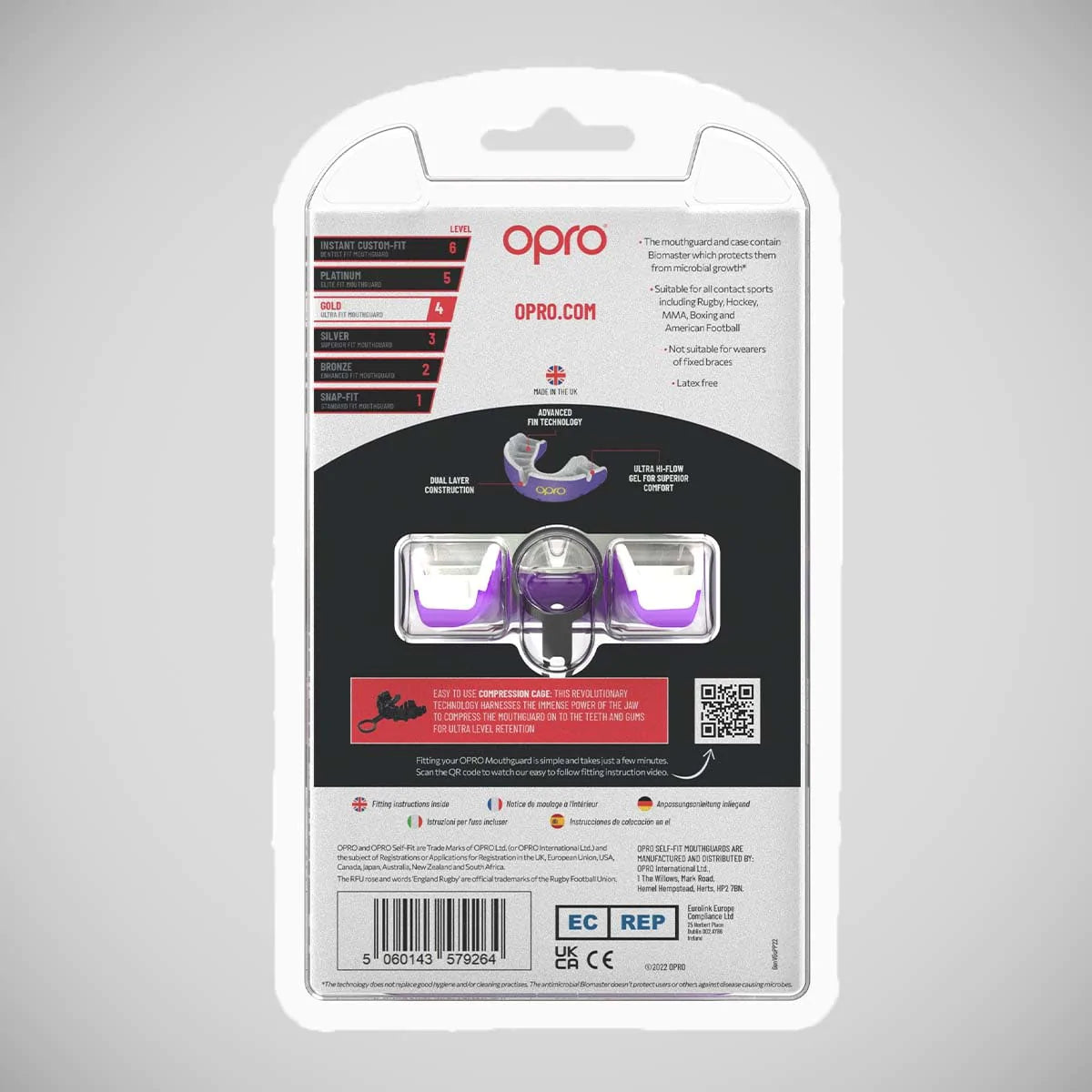 Purple/Pearl Opro Gold Self-Fit Mouth Guard