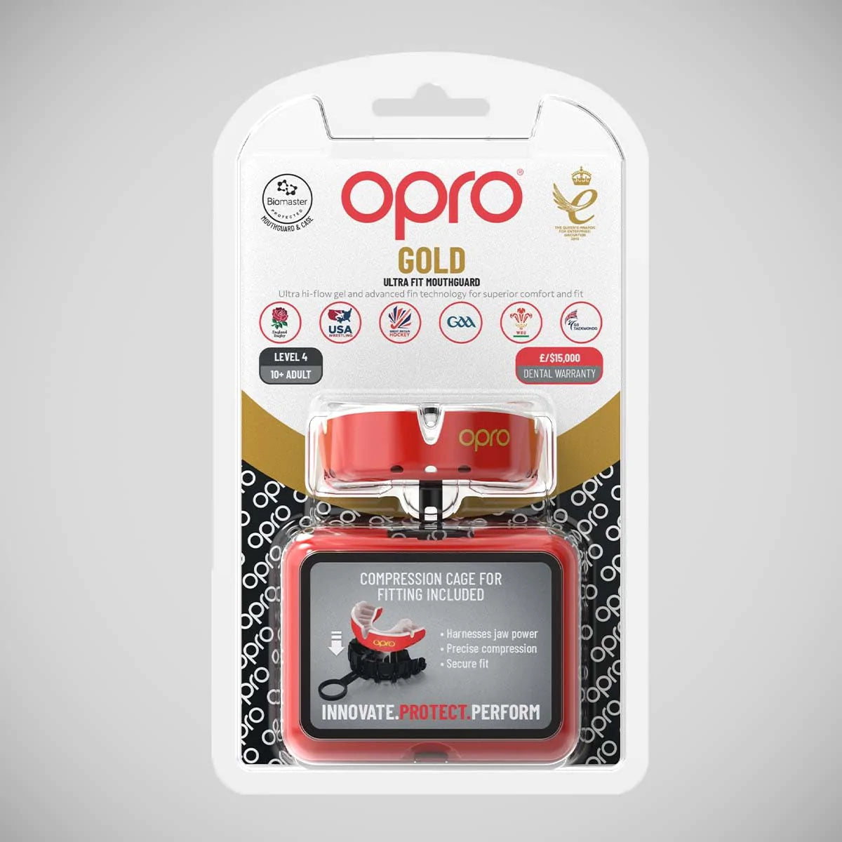 Red/Pearl Opro Gold Self-Fit Mouth Guard