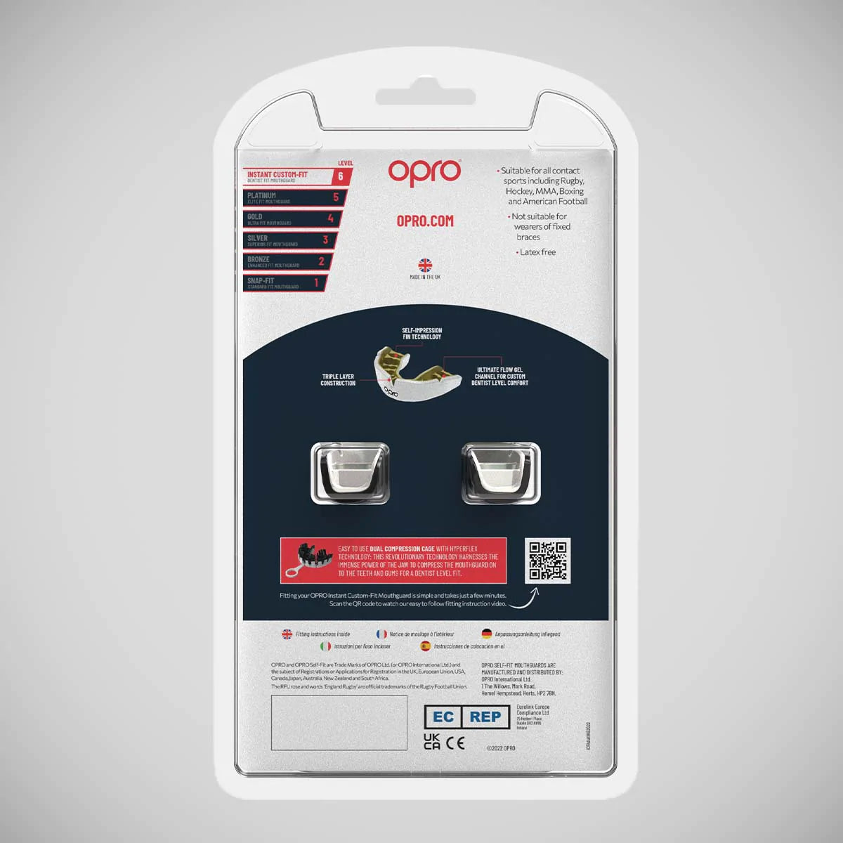 Black/White Opro Instant Custom-Fit Jaws Mouth Guard