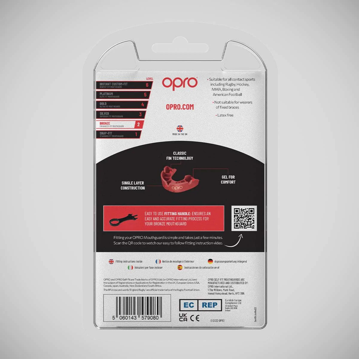 Red Opro Junior Bronze Self-Fit Mouth Guard