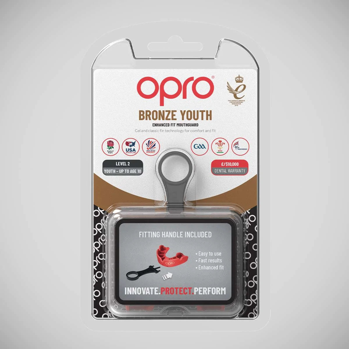 Red Opro Junior Bronze Self-Fit Mouth Guard