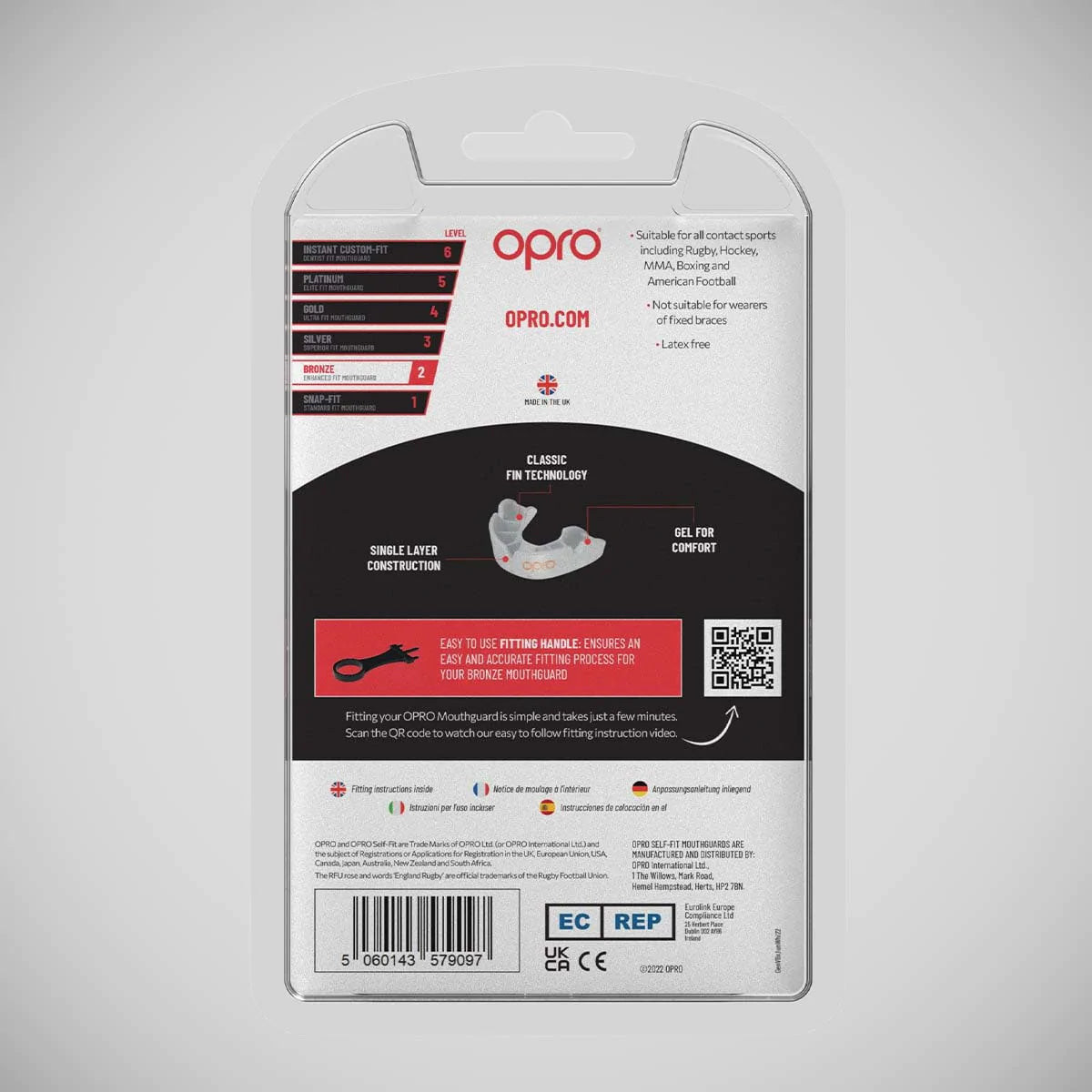 White Opro Junior Bronze Self-Fit Mouth Guard