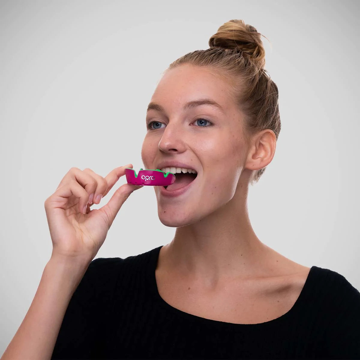 Pink-Green Opro Silver Self-Fit Mouth Guard