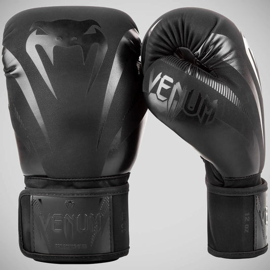 Black/Black Venum Impact Boxing Gloves