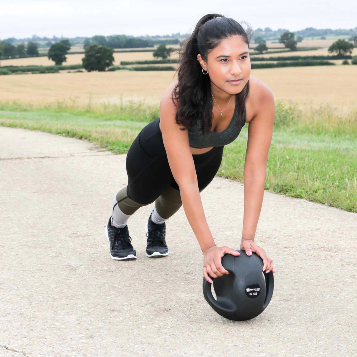 Black Bytomic Double Grip Medicine Ball 8kg