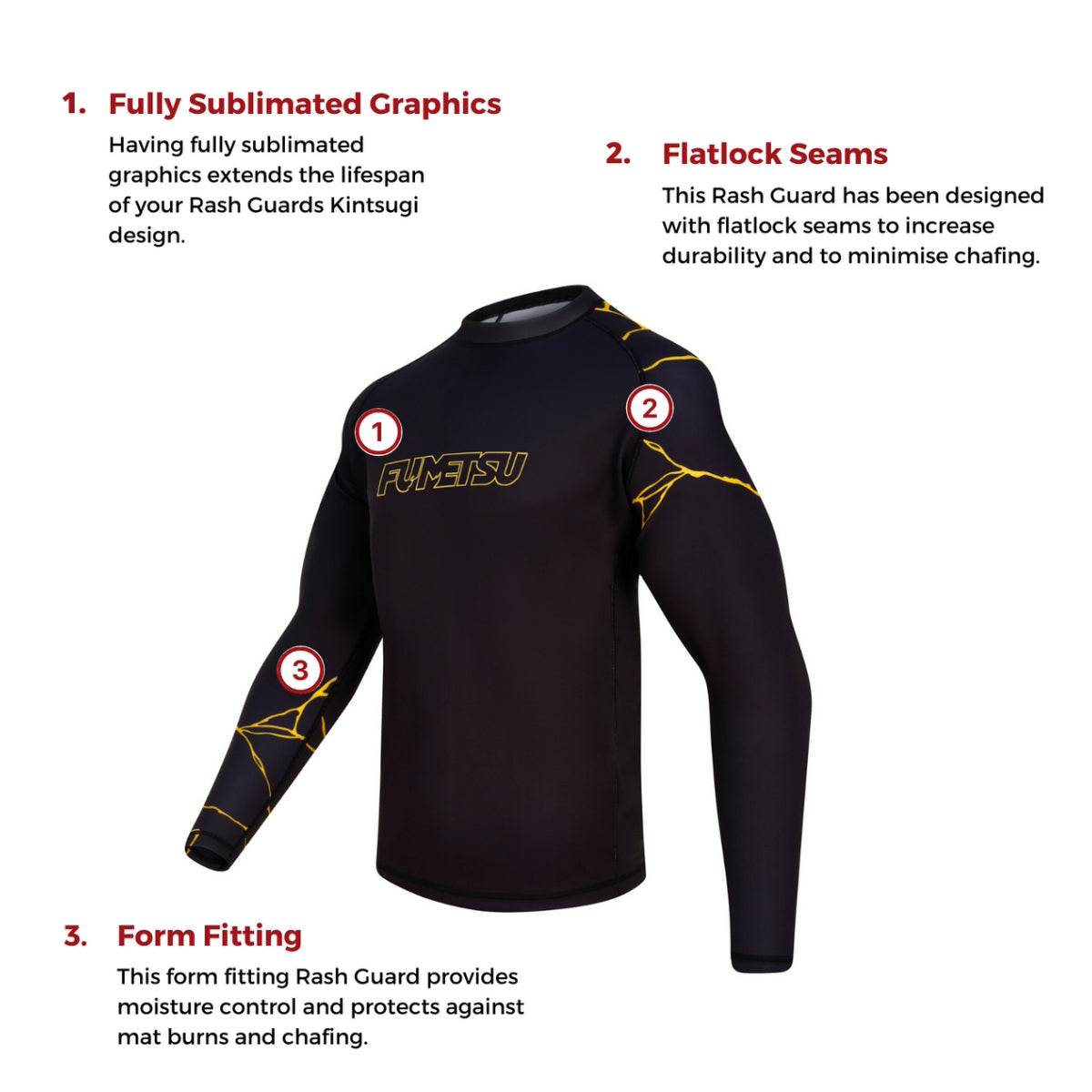 Black Fumetsu Kintsugi Long Sleeve Rash Guard