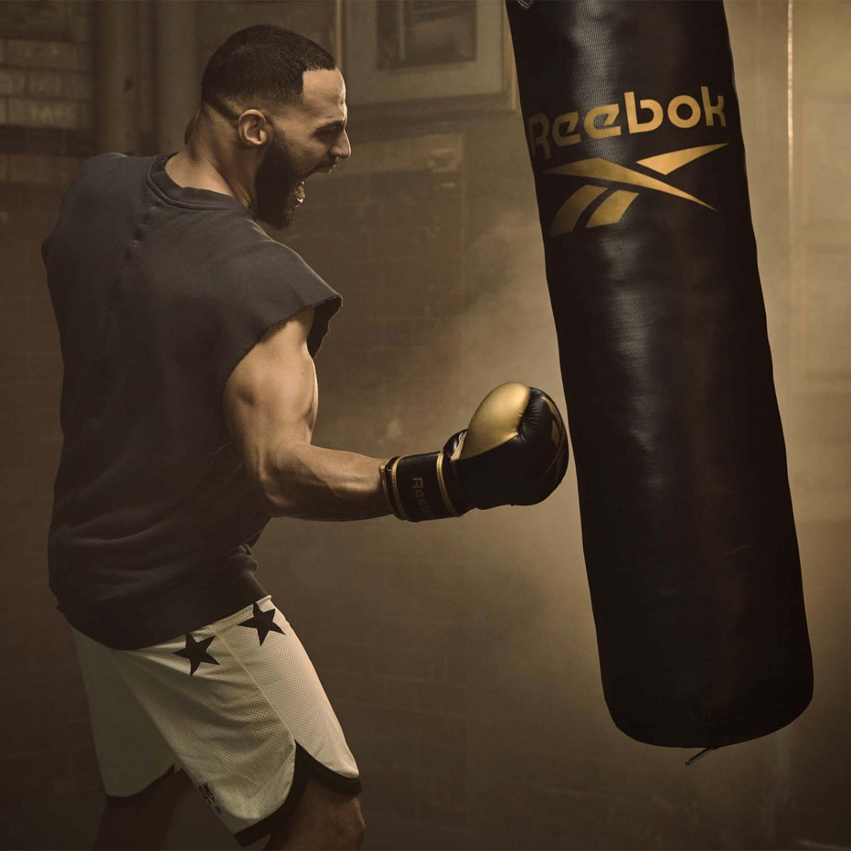 Black/Gold Reebok 4ft PU Punch Bag