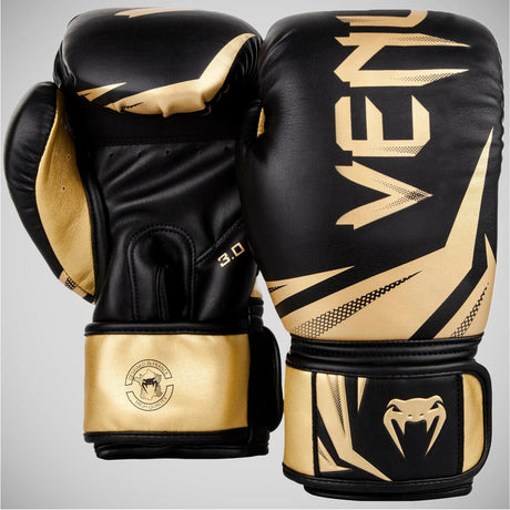 Black/Gold Venum Challenger 3.0 Boxing Gloves