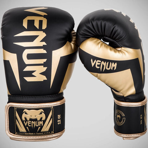 Black/Gold Venum Elite Boxing Gloves
