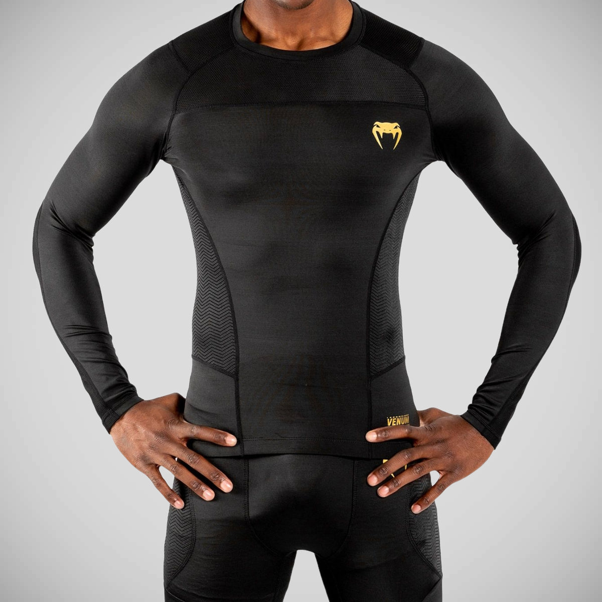 Black/Gold Venum G-Fit Long Sleeve Rash Guard