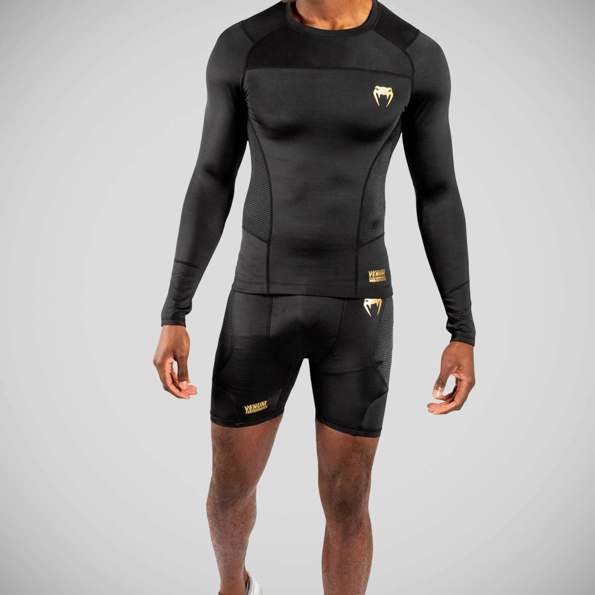 Black/Gold Venum G-Fit Long Sleeve Rash Guard