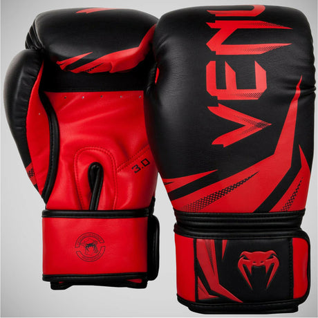 Black/Red Venum Challenger 3.0 Boxing Gloves