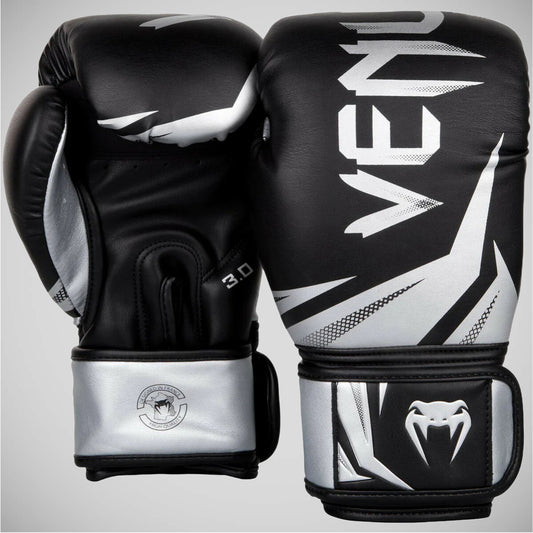 Black/Silver Venum Challenger 3.0 Boxing Gloves