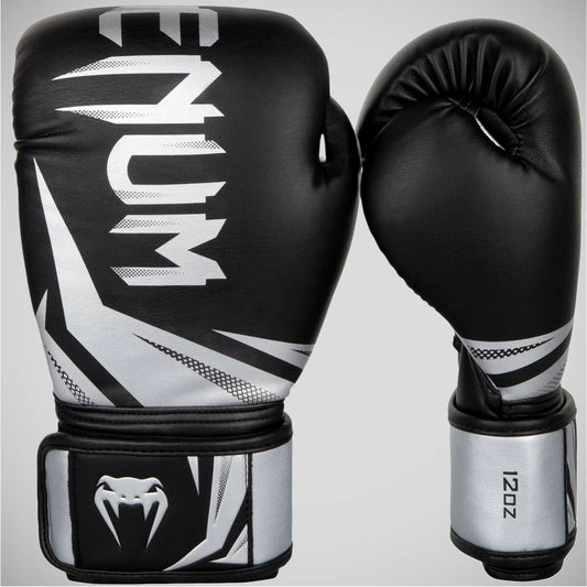 Black/Silver Venum Challenger 3.0 Boxing Gloves