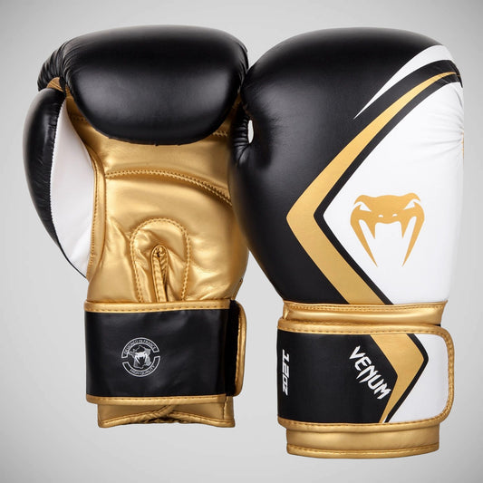 Black/White/Gold Venum Contender 2.0 Boxing Gloves