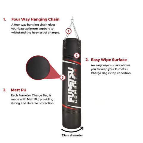 Black/White/Red Fumetsu Charge 6ft Punch Bag