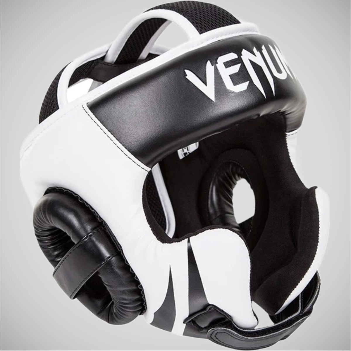 Black/White Venum Challenger v2 Hook & Loop Head Guard