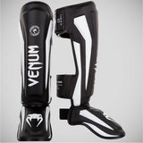 Black/White Venum Elite Shin Guards