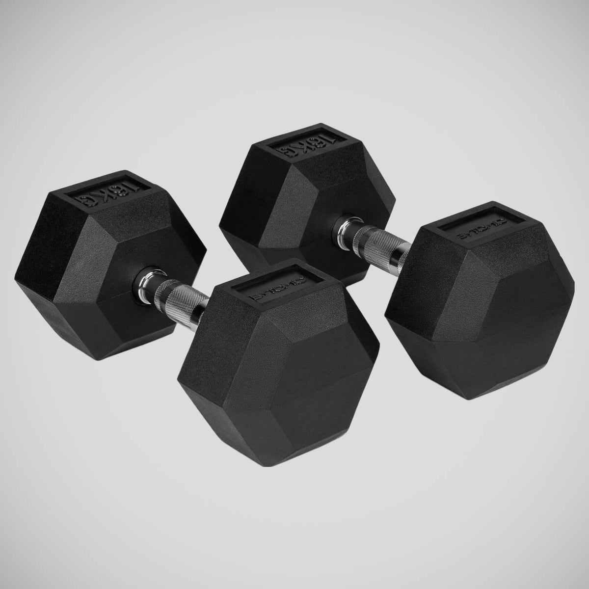 Black Bytomic Rubber 16kg Hexagon Dumbbell Set