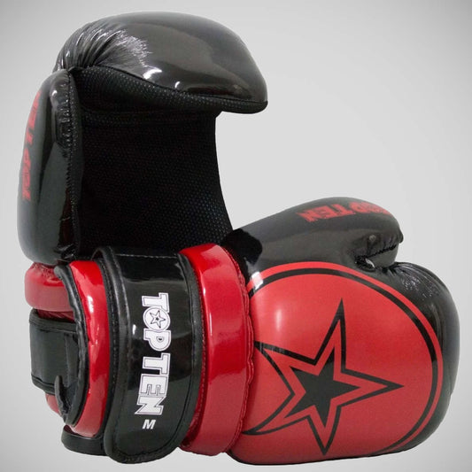 Black/Red Top Ten Glossy Block Star Pointfighter Gloves