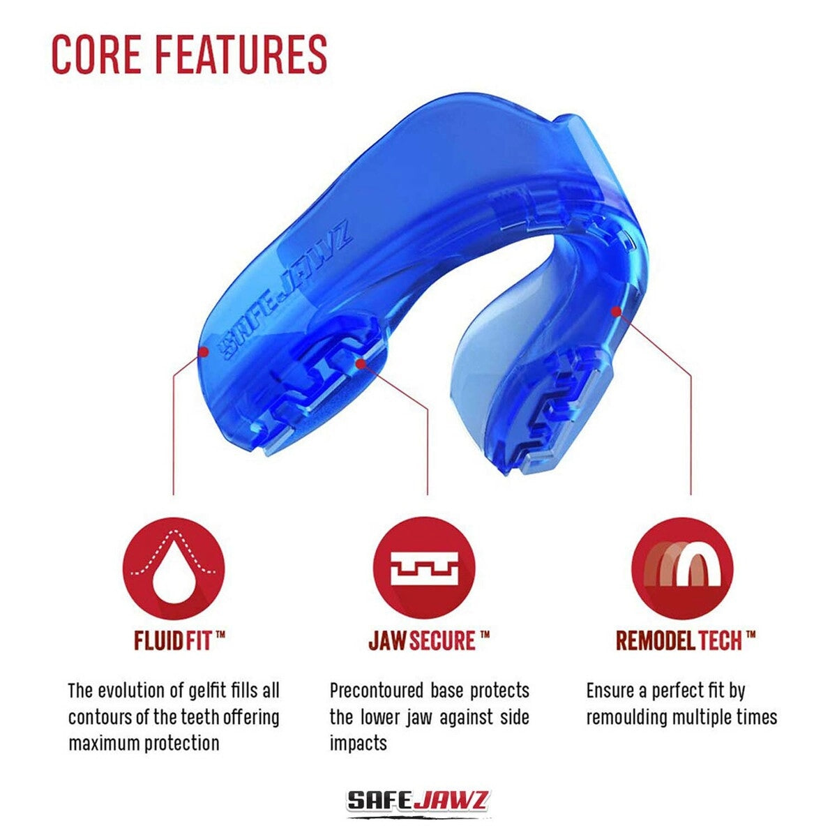 Clear/Blue SafeJawz Extro Ice Mouth Guard