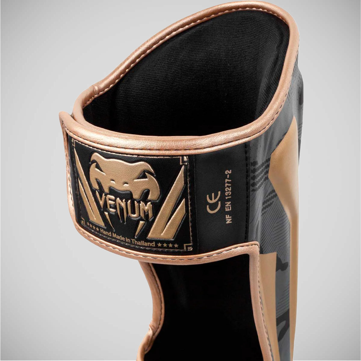 Dark Camo/Gold Venum Elite Shin Guards