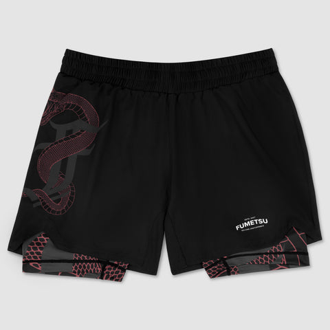 Black/Red Fumetsu Anaconda Dual Layer Fight Shorts
