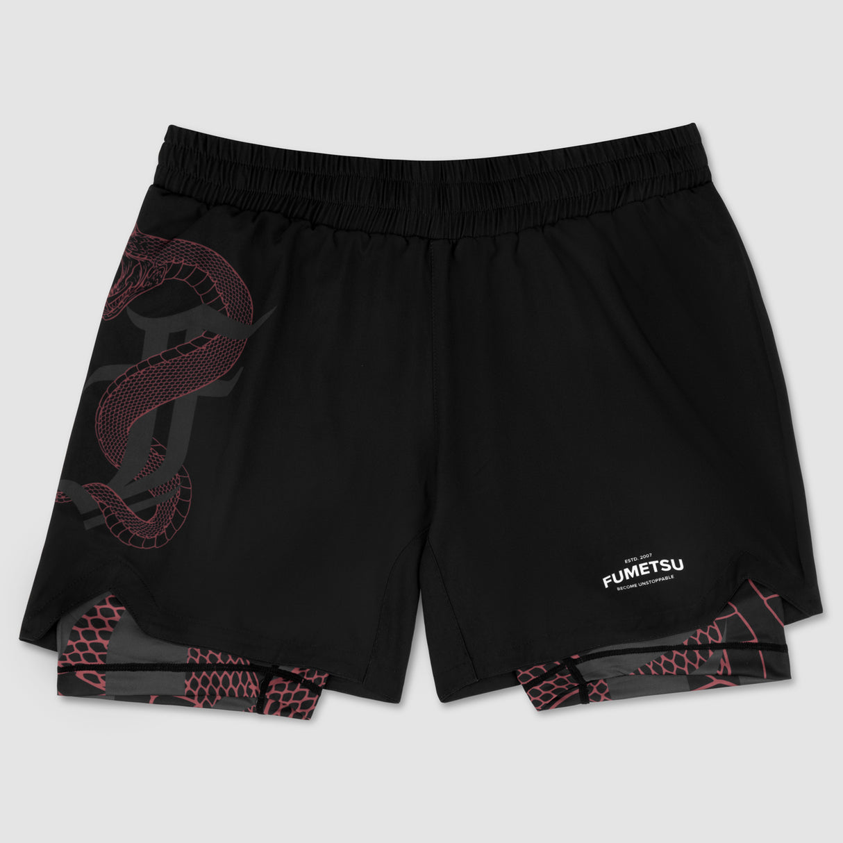 Black/Red Fumetsu Anaconda Womens Dual Layer Fight Shorts