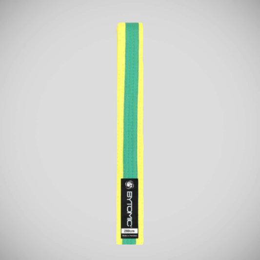 Yellow/Green Bytomic Coloured Stripe Martial Arts Belt 10 Pack