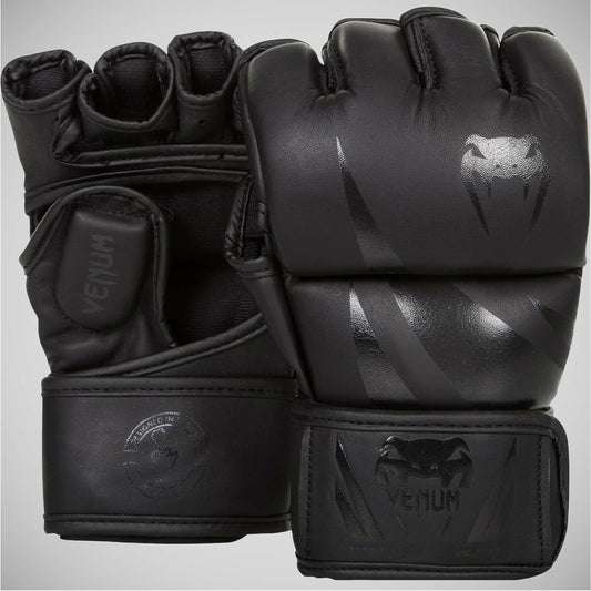 Matte Black Venum Challenger MMA Gloves