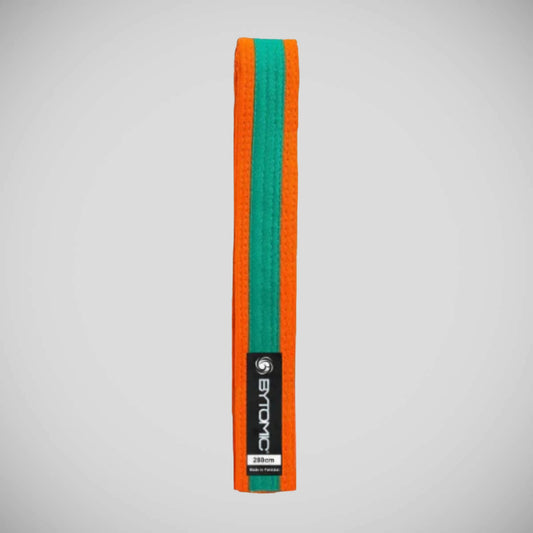Orange/Green Bytomic Coloured Stripe Martial Arts Belt 10 Pack