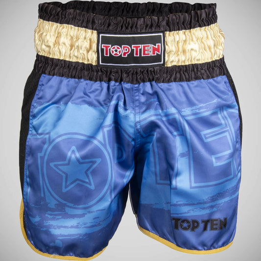 Top Ten Power Ink Kickboxing Shorts Blue/Gold