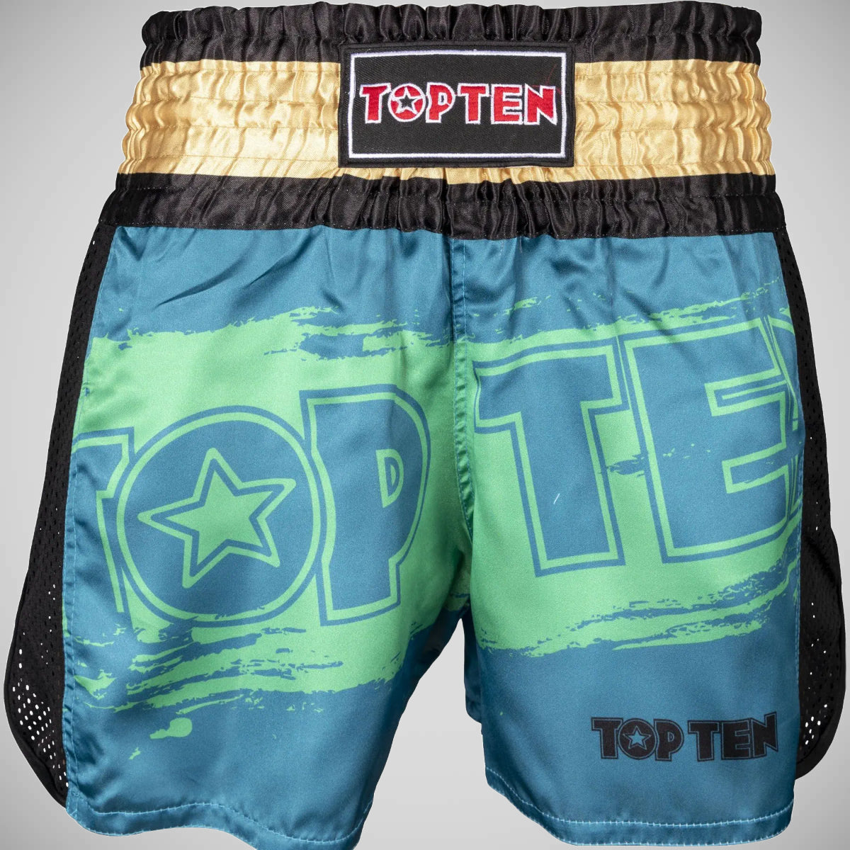 Top Ten Power Ink Kickboxing Shorts Green/Gold