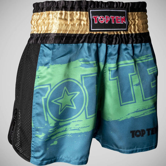 Top Ten Power Ink Kickboxing Shorts Green/Gold