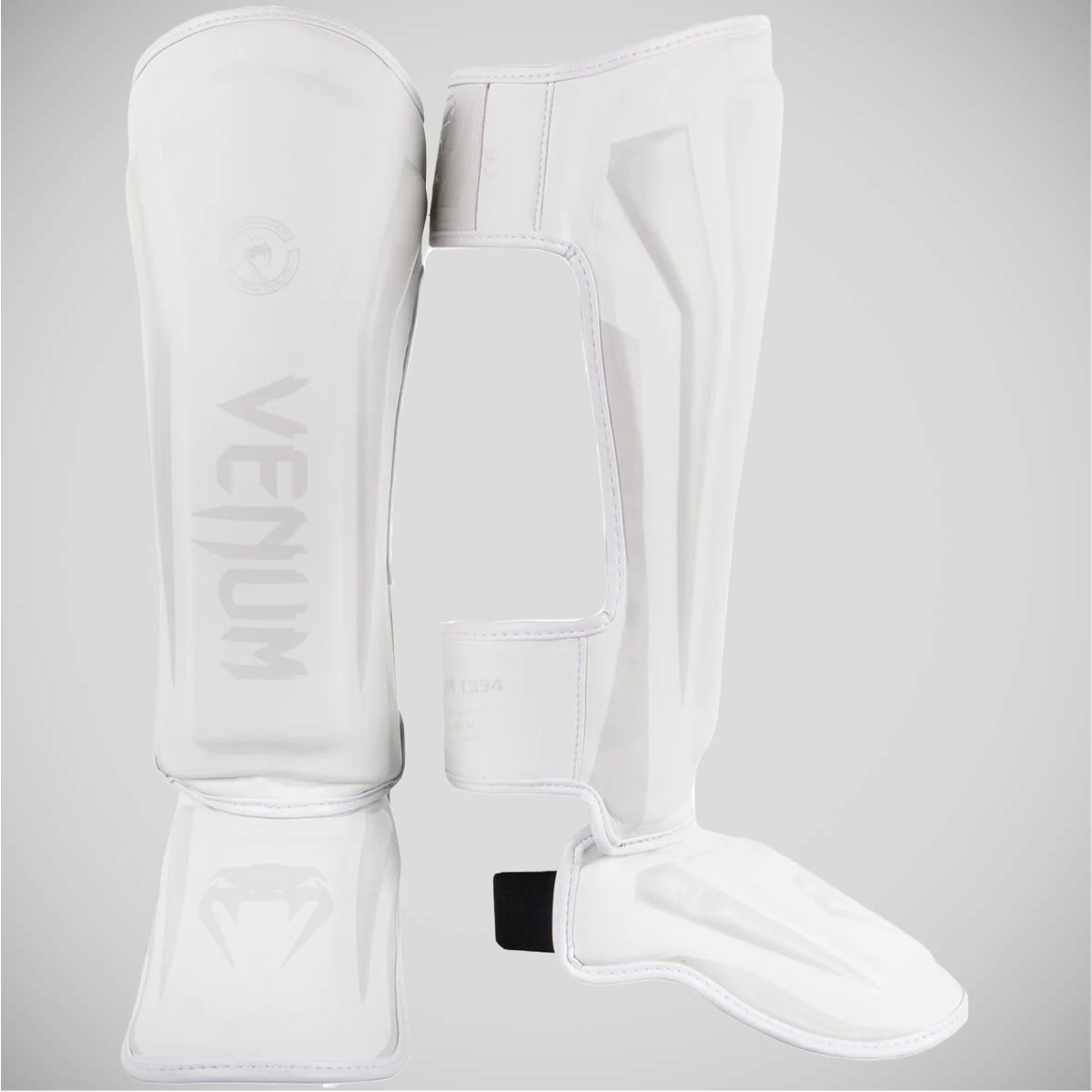 White/White Venum Elite Shin Guards