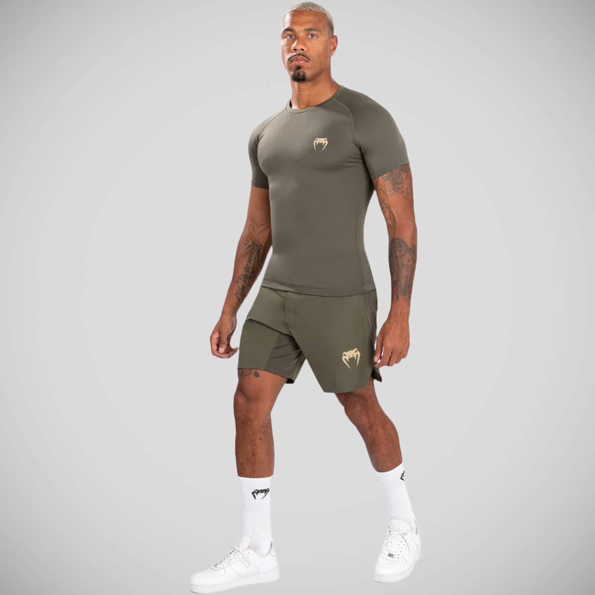 Venum Contender Short Sleeve Rash Guard Khaki