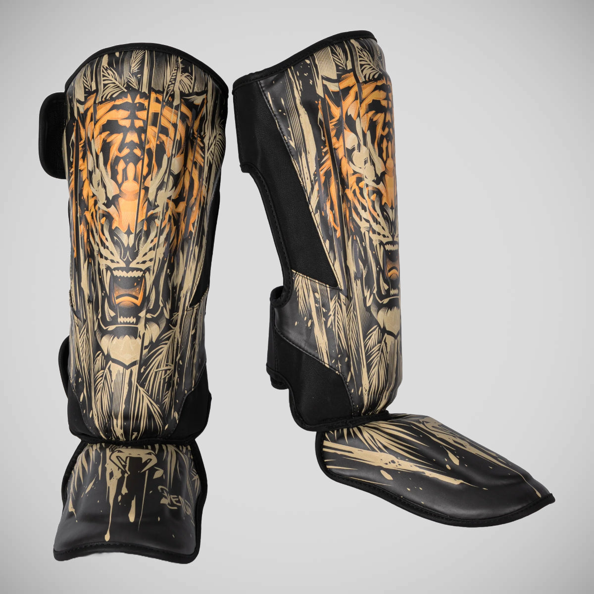Venum Tiger Kids Shin Guards Black/Orange