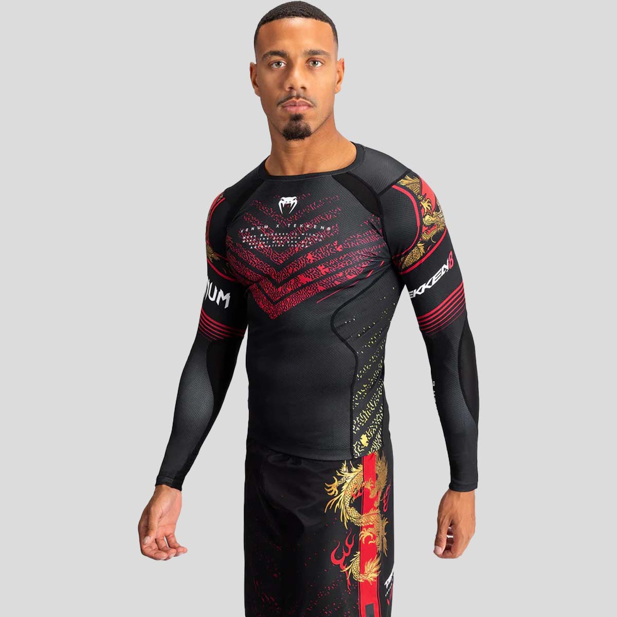 Venum x Tekken 8 Marshall Law Rash Guard Black/Gold