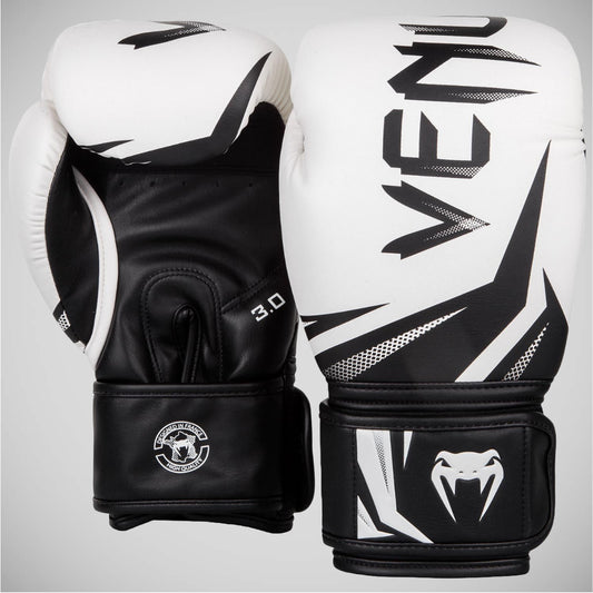 White/Black Venum Challenger 3.0 Boxing Gloves