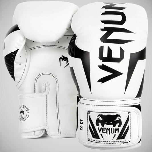 White/Black Venum Elite Boxing Gloves