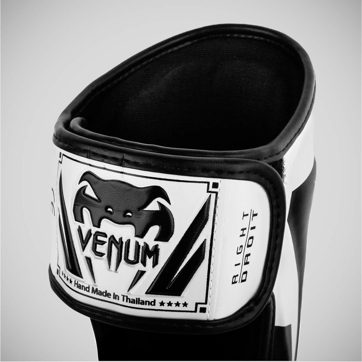 White/Black Venum Elite Shin Guards