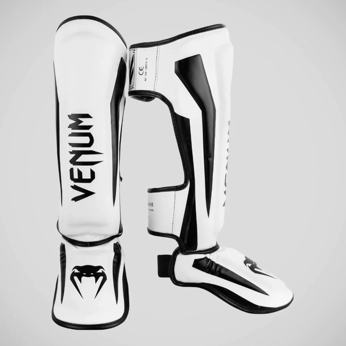 White/Black Venum Elite Shin Guards