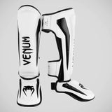 White/Black Venum Elite Shin Guards